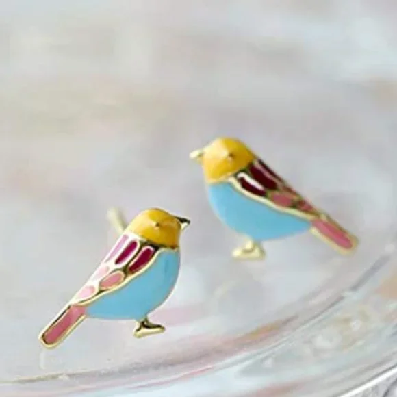 Anthro Cute Bird Stud Earrings - Picture 3 of 6